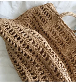 Elena Handbags Large Fashion Straw Woven Tote Bag