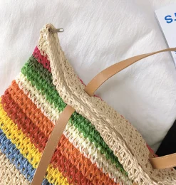 Elena Handbags Large Rainbow Straw Tote