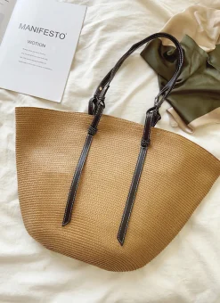 Elena Handbags Large Shell Shaped Straw Purse Beach Bag
