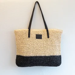 Elena Handbags Large Straw Woven Summer Tote