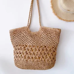 Elena Handbags Large Straw Woven Fashion Tote Bag