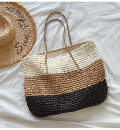 Elena Handbags Large Straw Woven Summer Tote