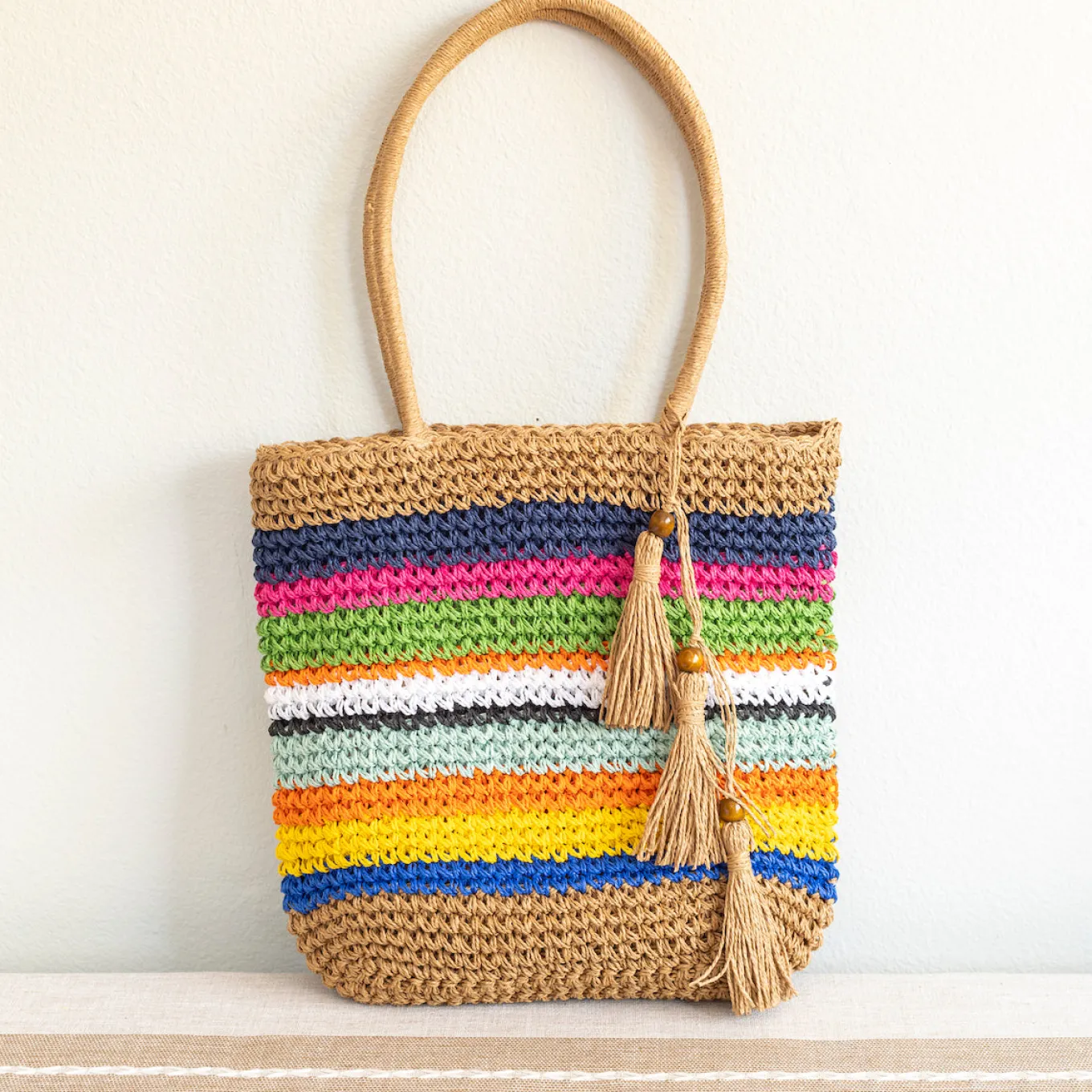 Elena Handbags Large Straw Woven Tote Bag