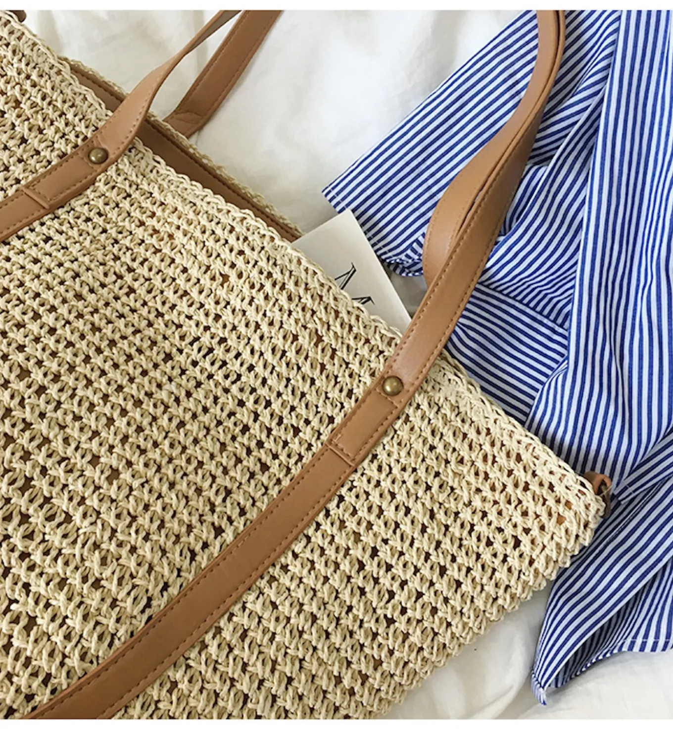Elena Handbags Large Straw Woven Tote Bag