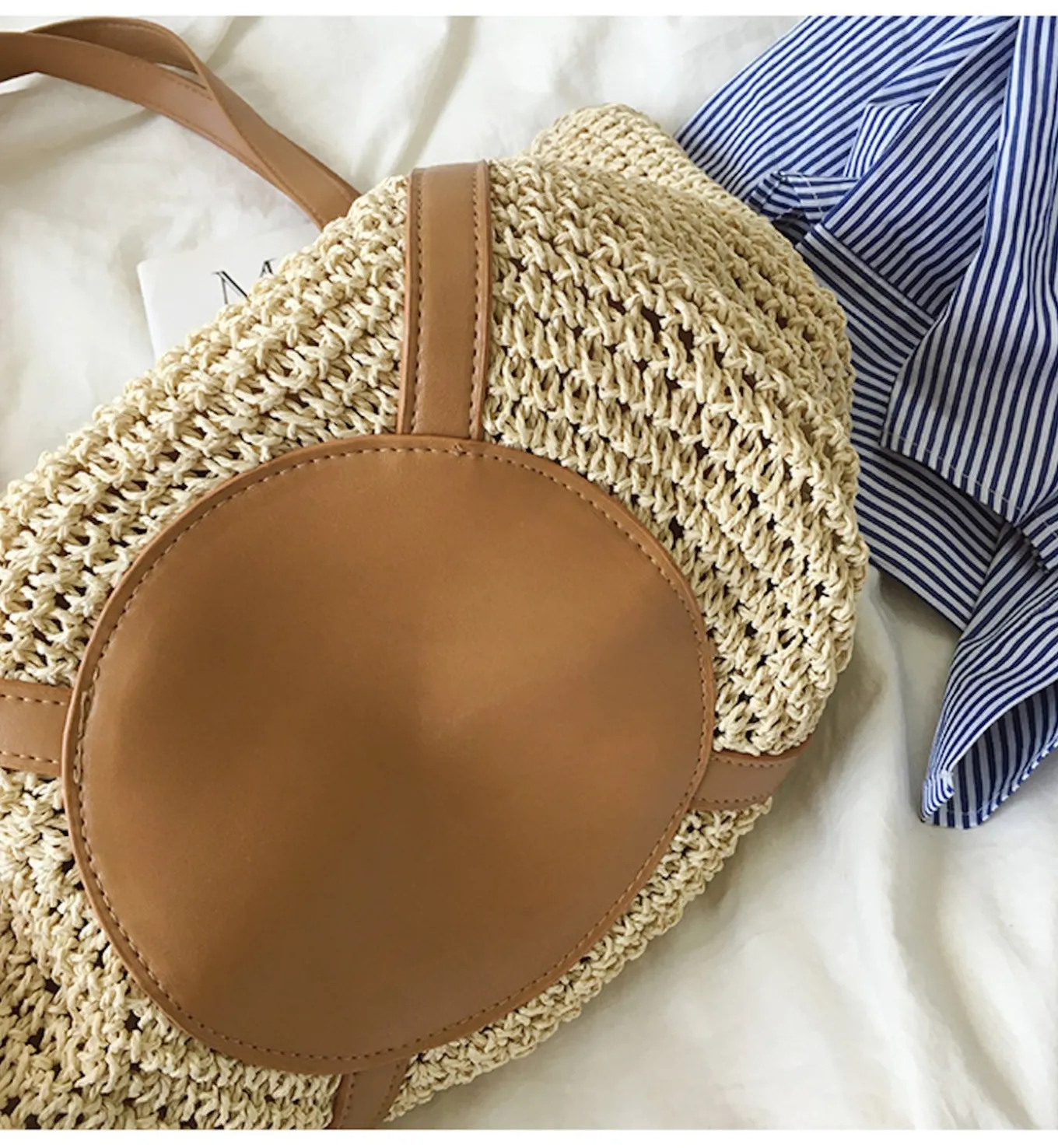 Elena Handbags Large Straw Woven Tote Bag