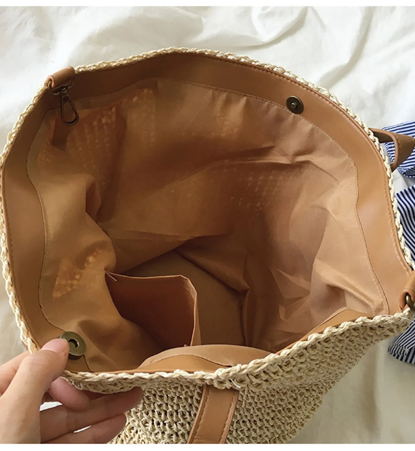 Elena Handbags Large Straw Woven Tote Bag