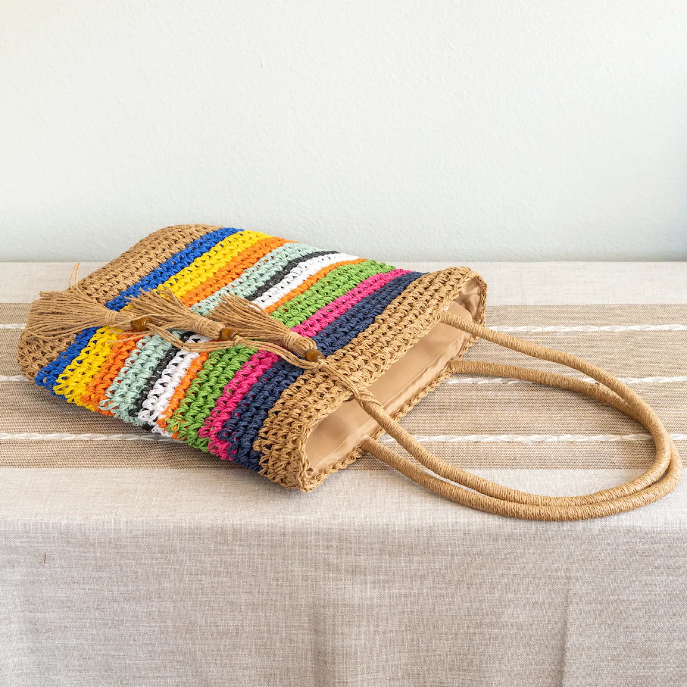 Elena Handbags Large Straw Woven Tote Bag