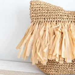Elena Handbags Large Straw Tote Bag with Tassels