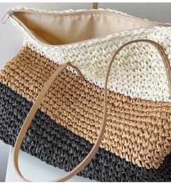 Elena Handbags Large Straw Woven Summer Tote