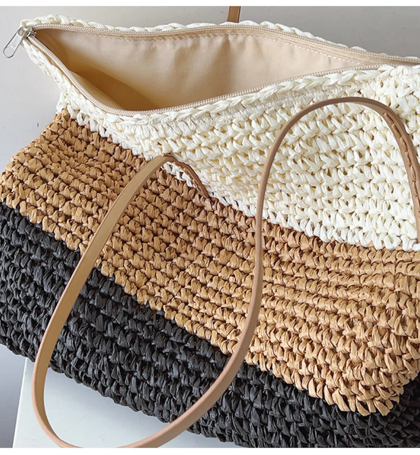 Elena Handbags Large Straw Woven Summer Tote