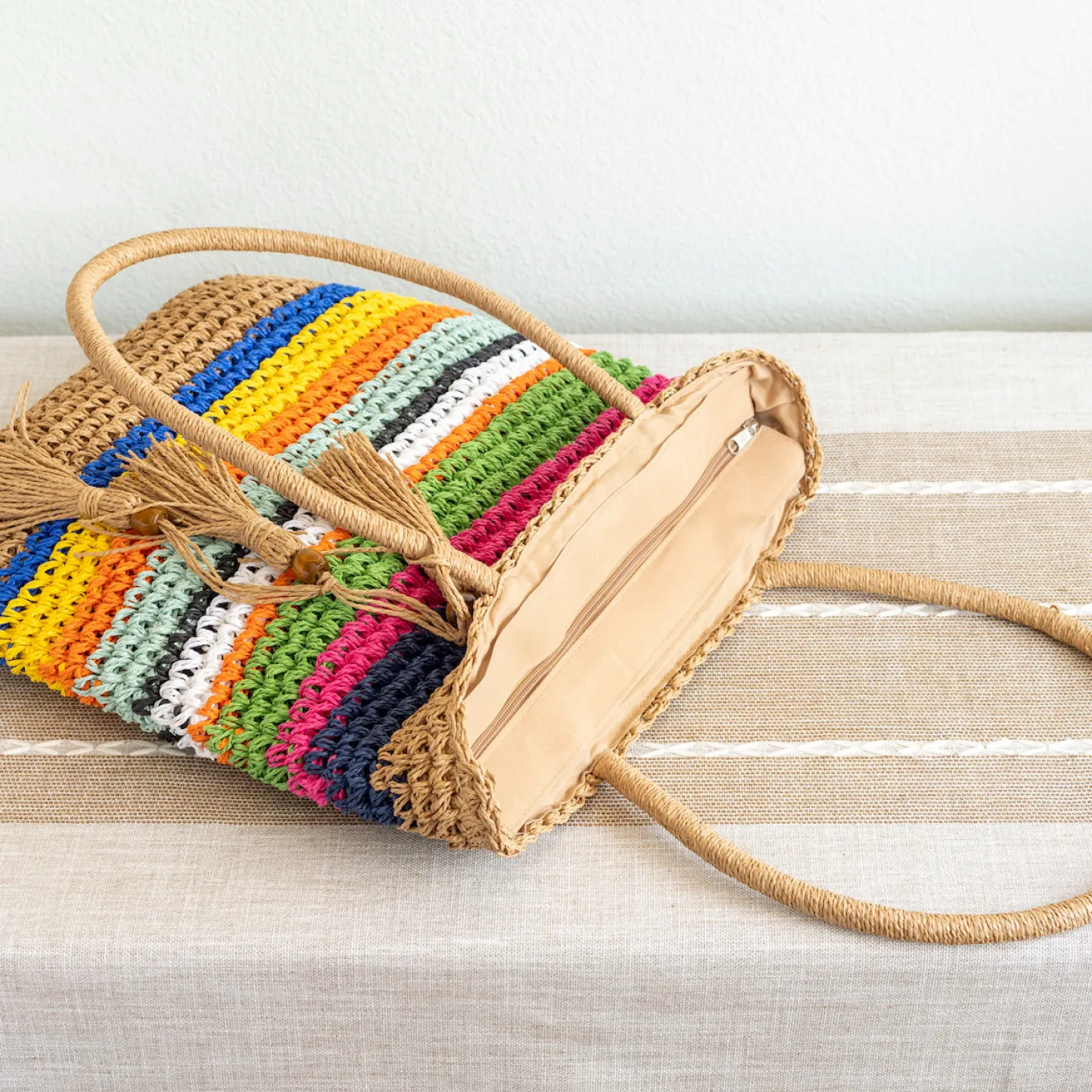 Elena Handbags Large Straw Woven Tote Bag