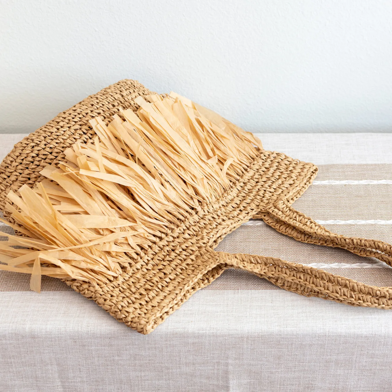 Elena Handbags Large Straw Tote Bag with Tassels