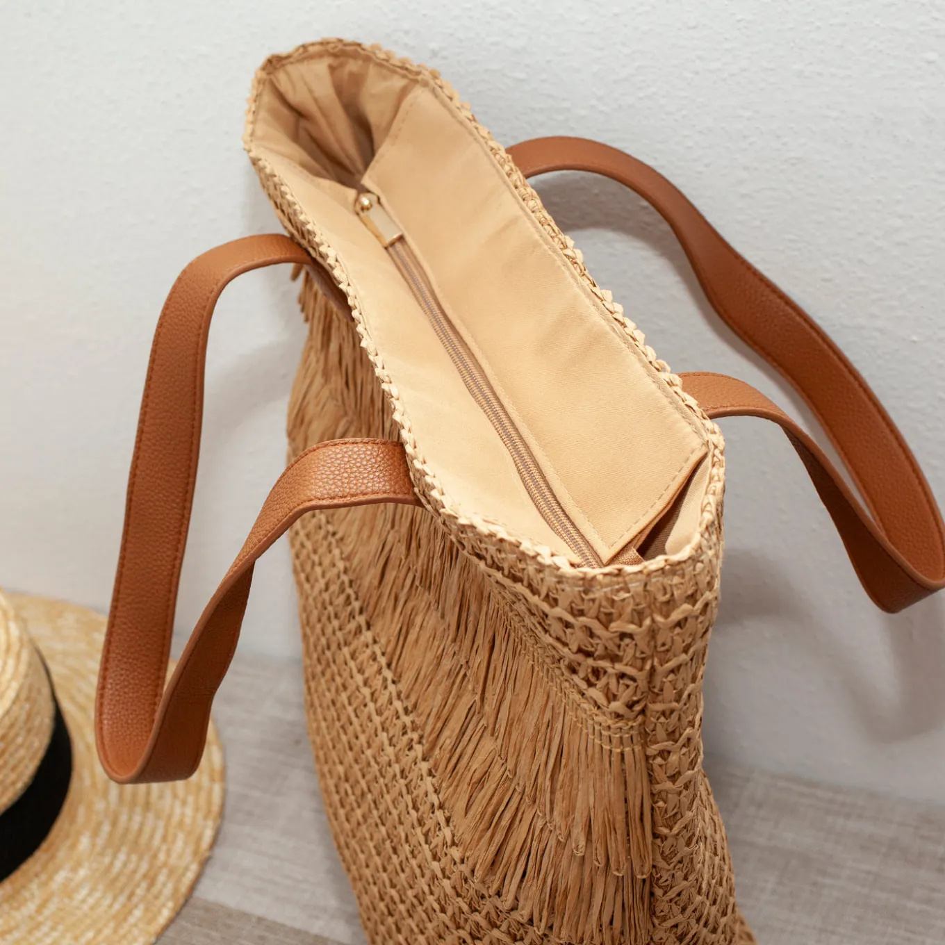 Elena Handbags Large Straw Fashion Tote