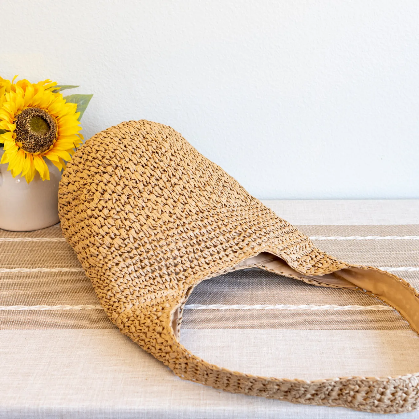 Elena Handbags Large Straw Woven Shoulder Bag with Tassel