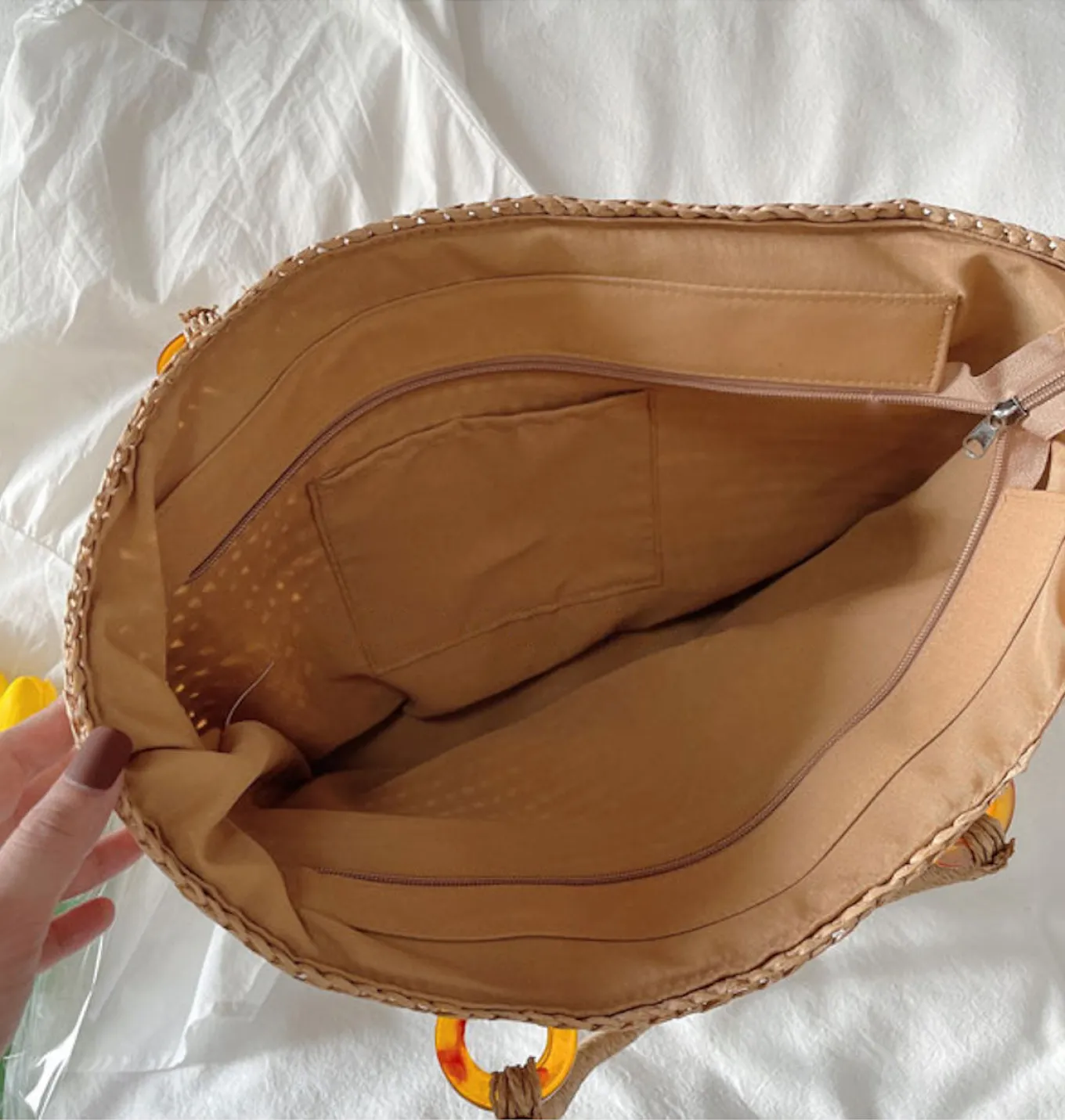 Elena Handbags Large Straw Tote Bag