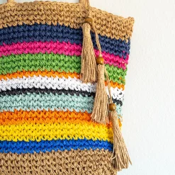 Elena Handbags Large Straw Woven Tote Bag