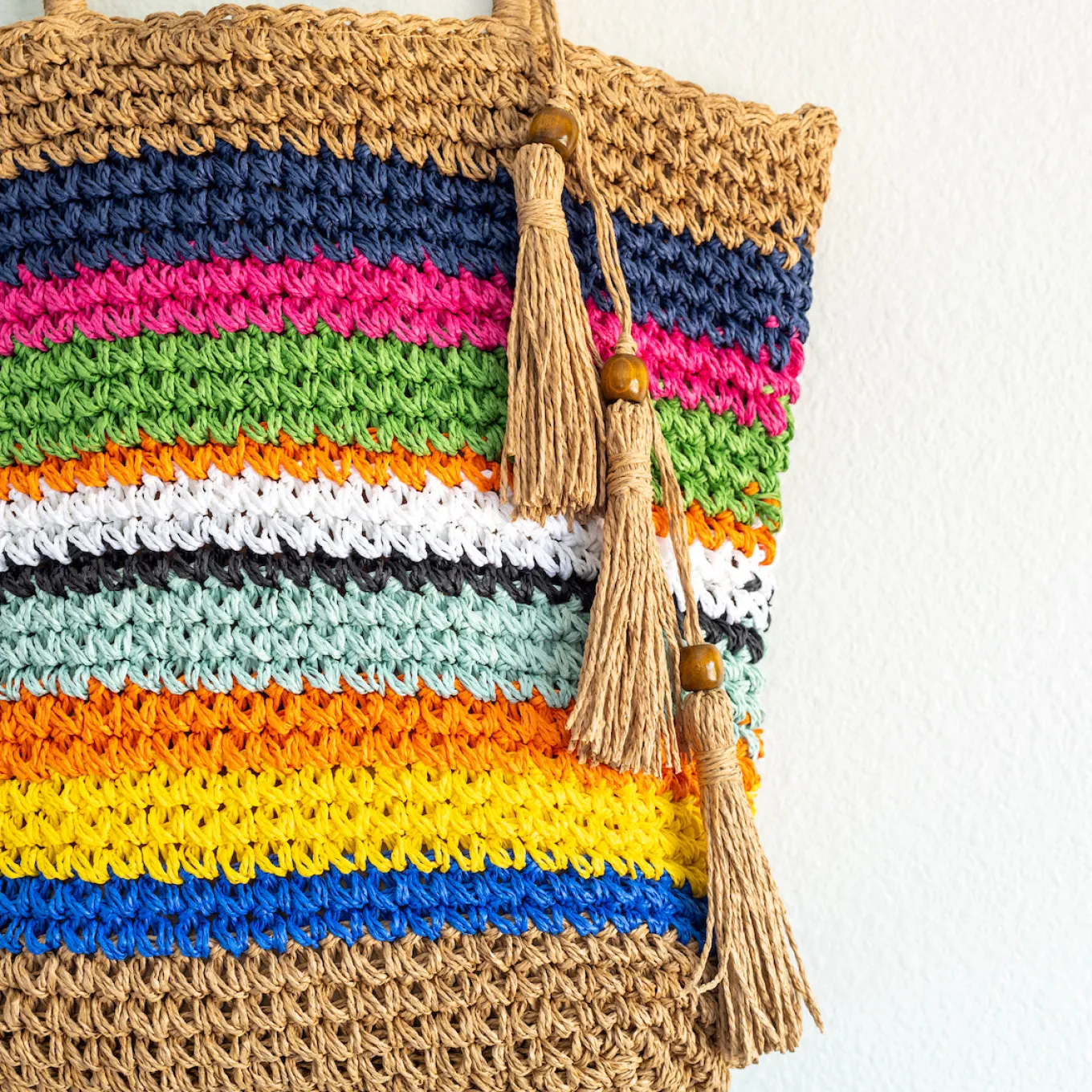 Elena Handbags Large Straw Woven Tote Bag