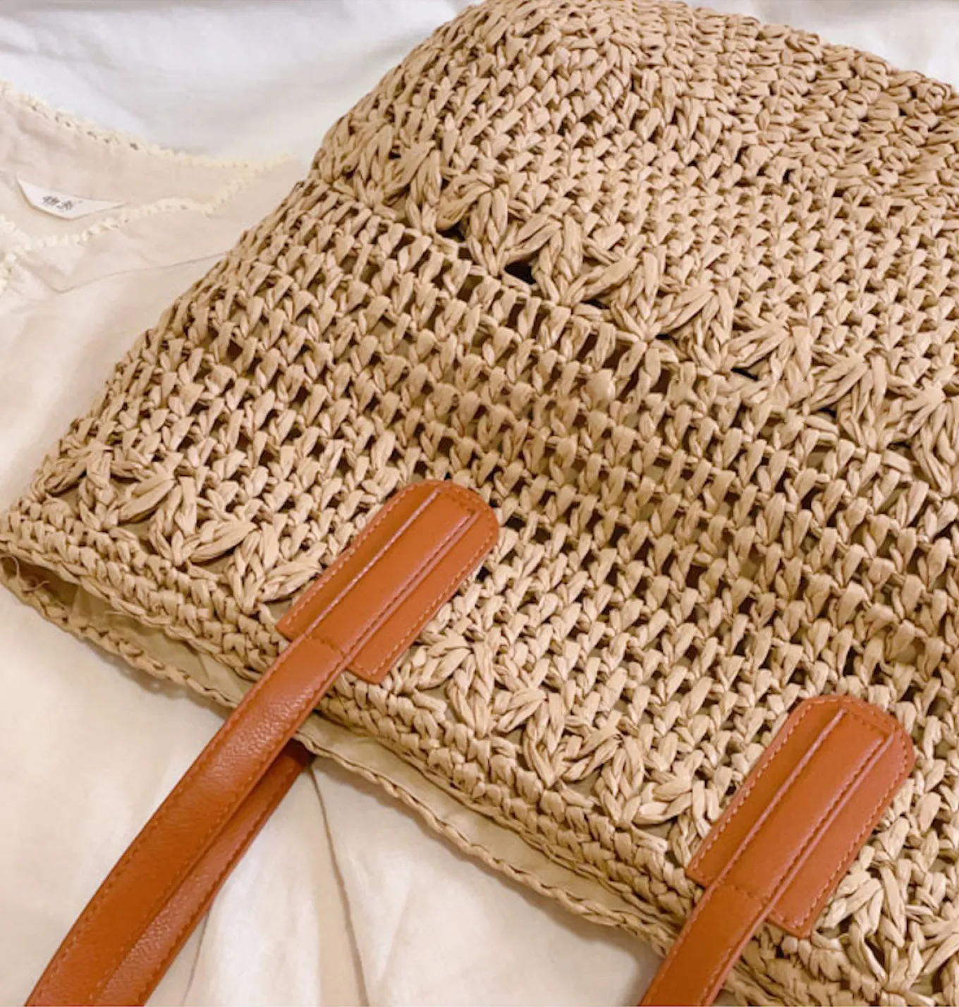 Elena Handbags Large Straw Woven Tote