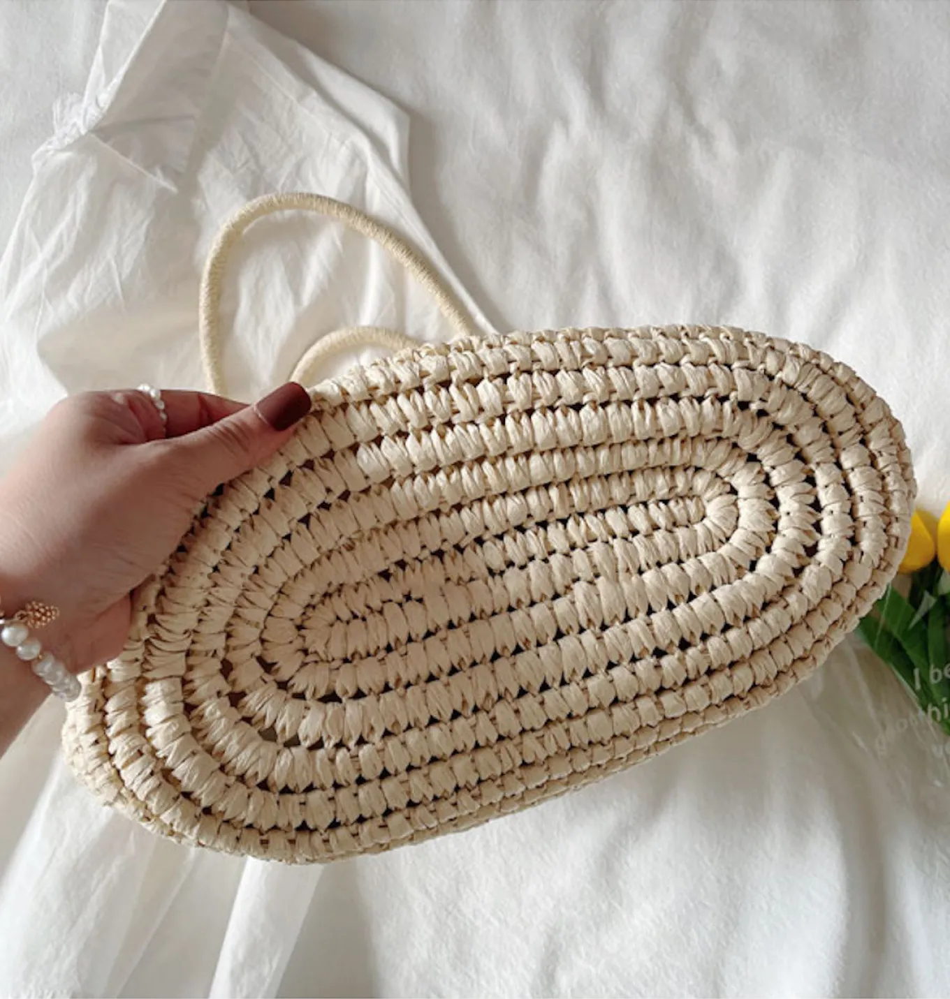 Elena Handbags Large Straw Tote Bag