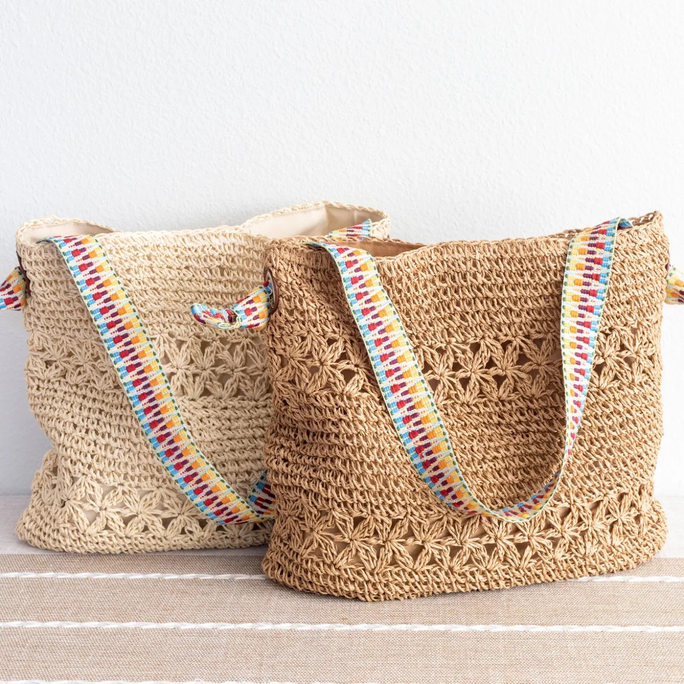 Elena Handbags Lightweight Straw Woven Summer Tote