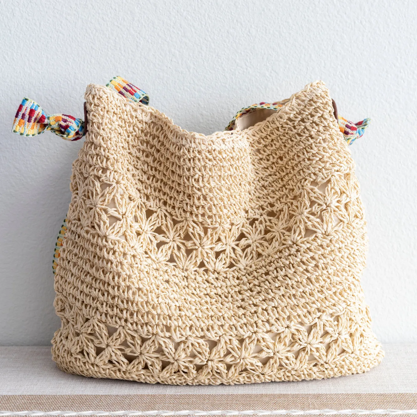 Elena Handbags Lightweight Straw Woven Summer Tote