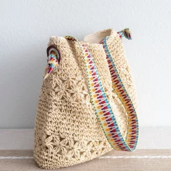 Elena Handbags Lightweight Straw Woven Summer Tote