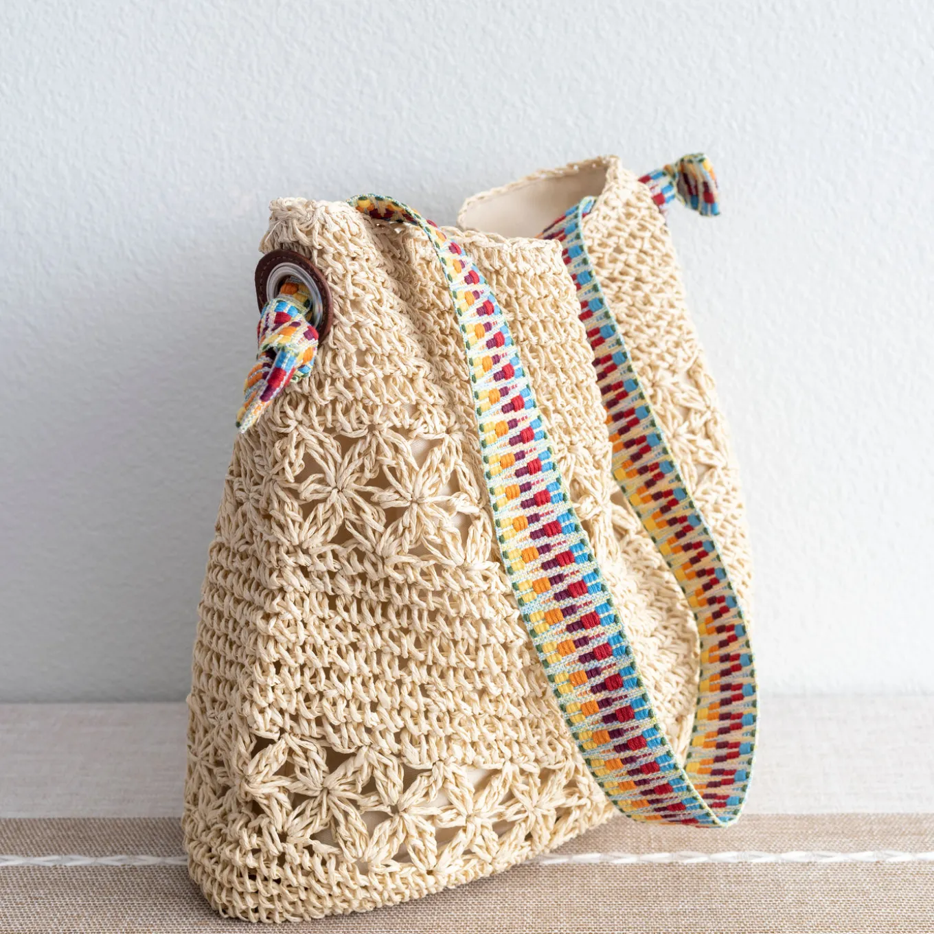 Elena Handbags Lightweight Straw Woven Summer Tote