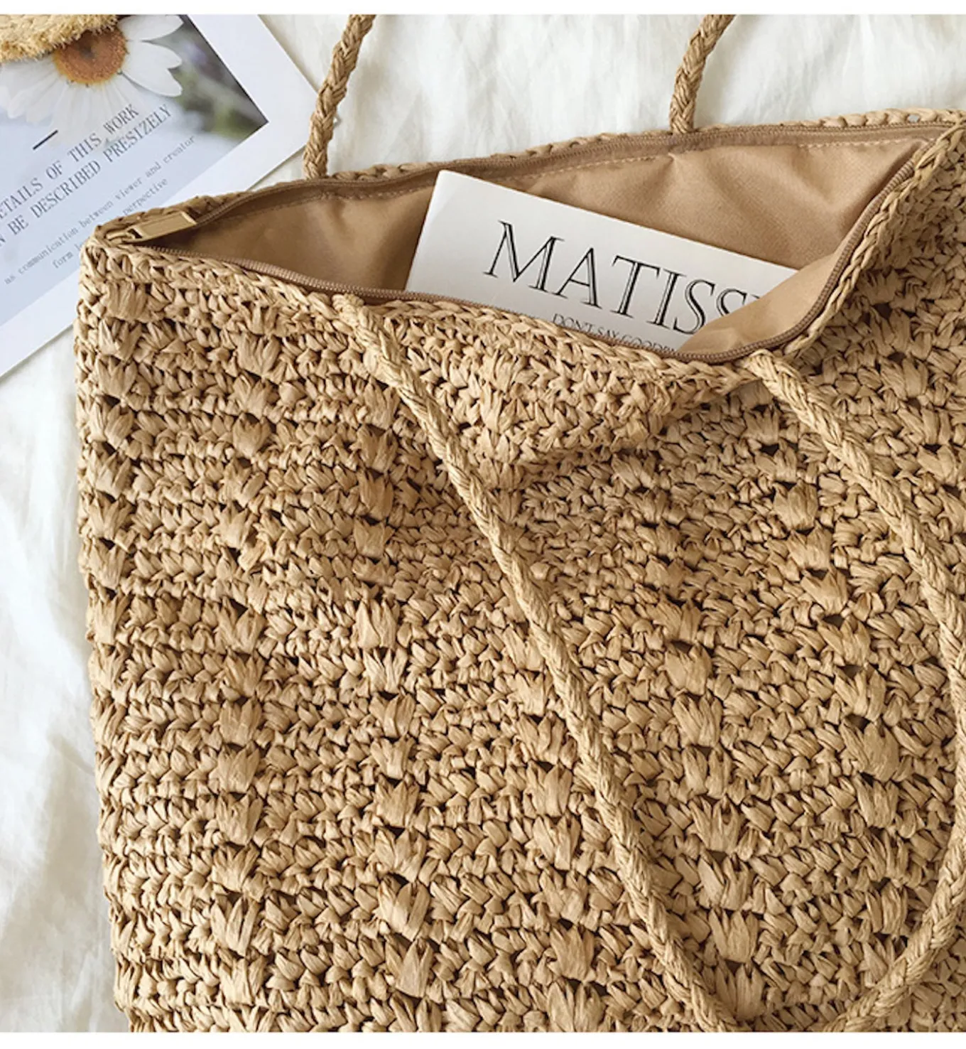 Elena Handbags Lightweight Straw Woven Square Tote Bag