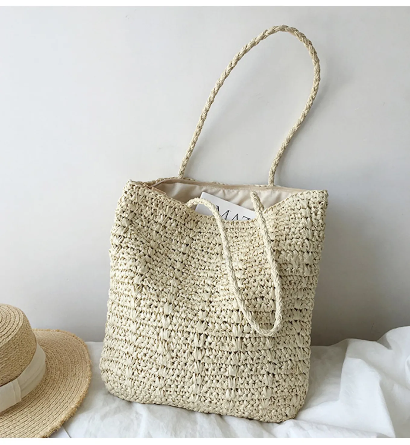 Elena Handbags Lightweight Straw Woven Square Tote Bag
