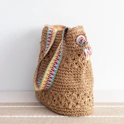 Elena Handbags Lightweight Straw Woven Summer Tote