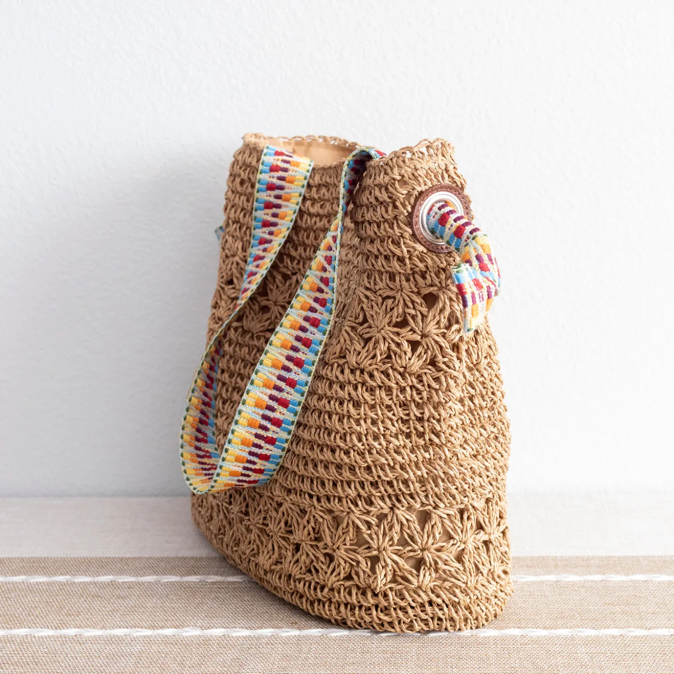 Elena Handbags Lightweight Straw Woven Summer Tote