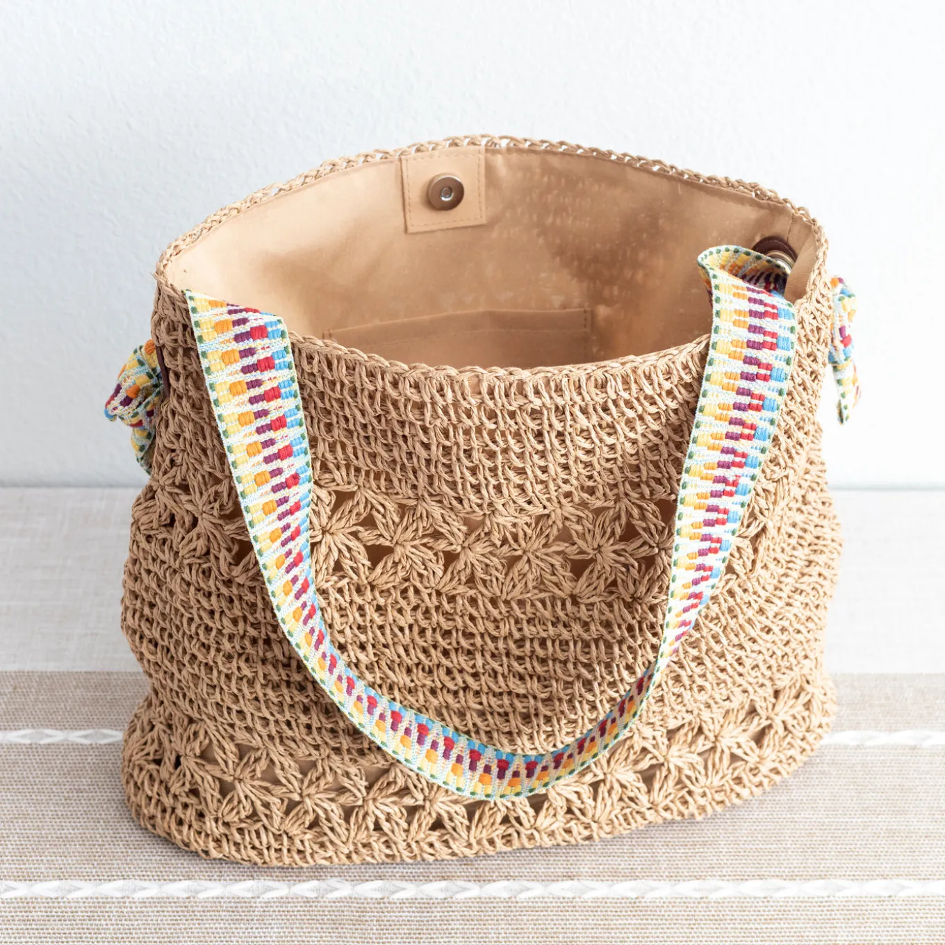 Elena Handbags Lightweight Straw Woven Summer Tote