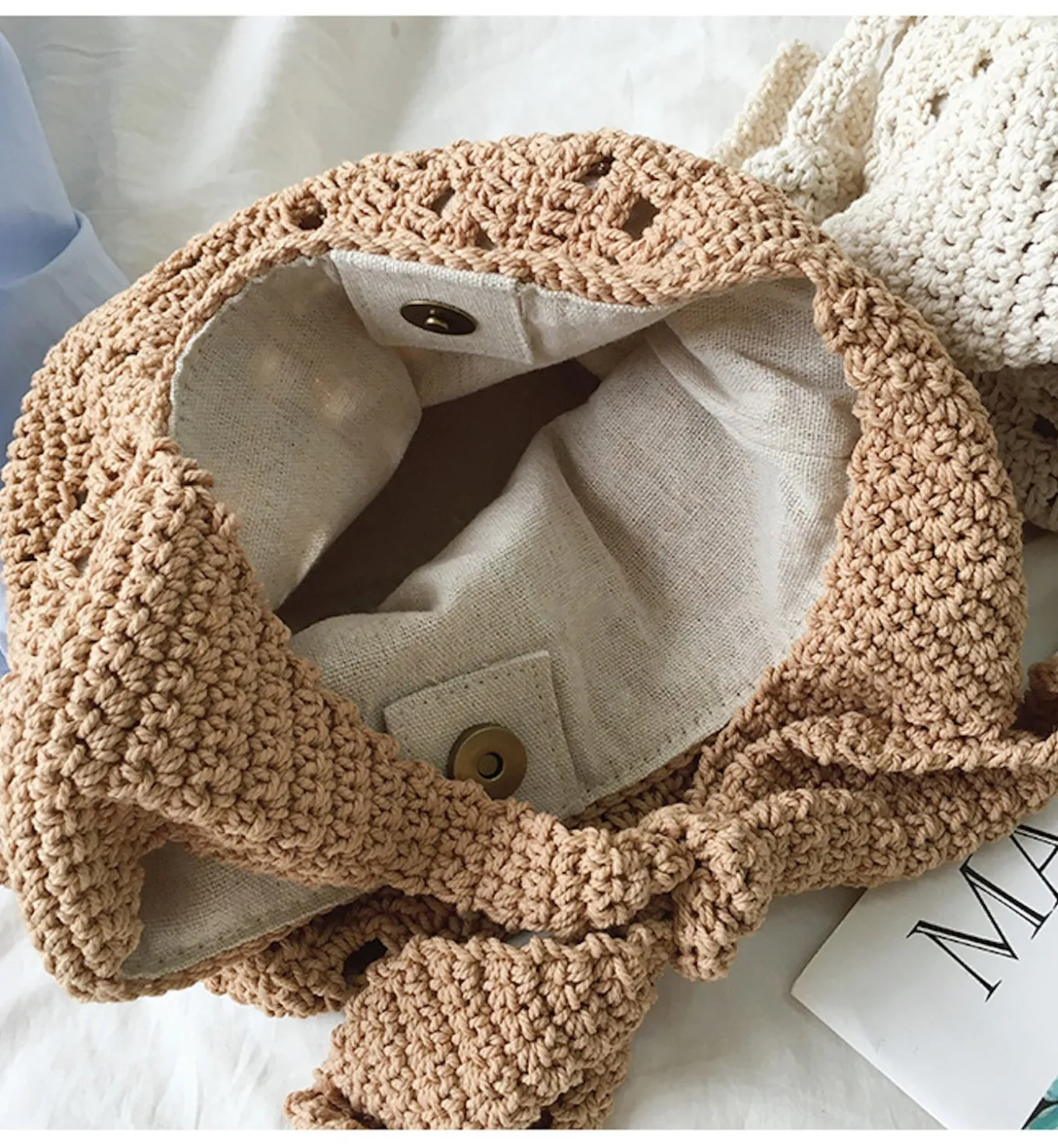 Elena Handbags Medium Crochet Cotton Bucket Bag