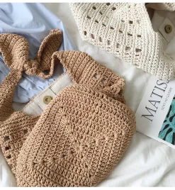 Elena Handbags Medium Crochet Cotton Bucket Bag