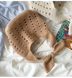 Elena Handbags Medium Crochet Cotton Bucket Bag