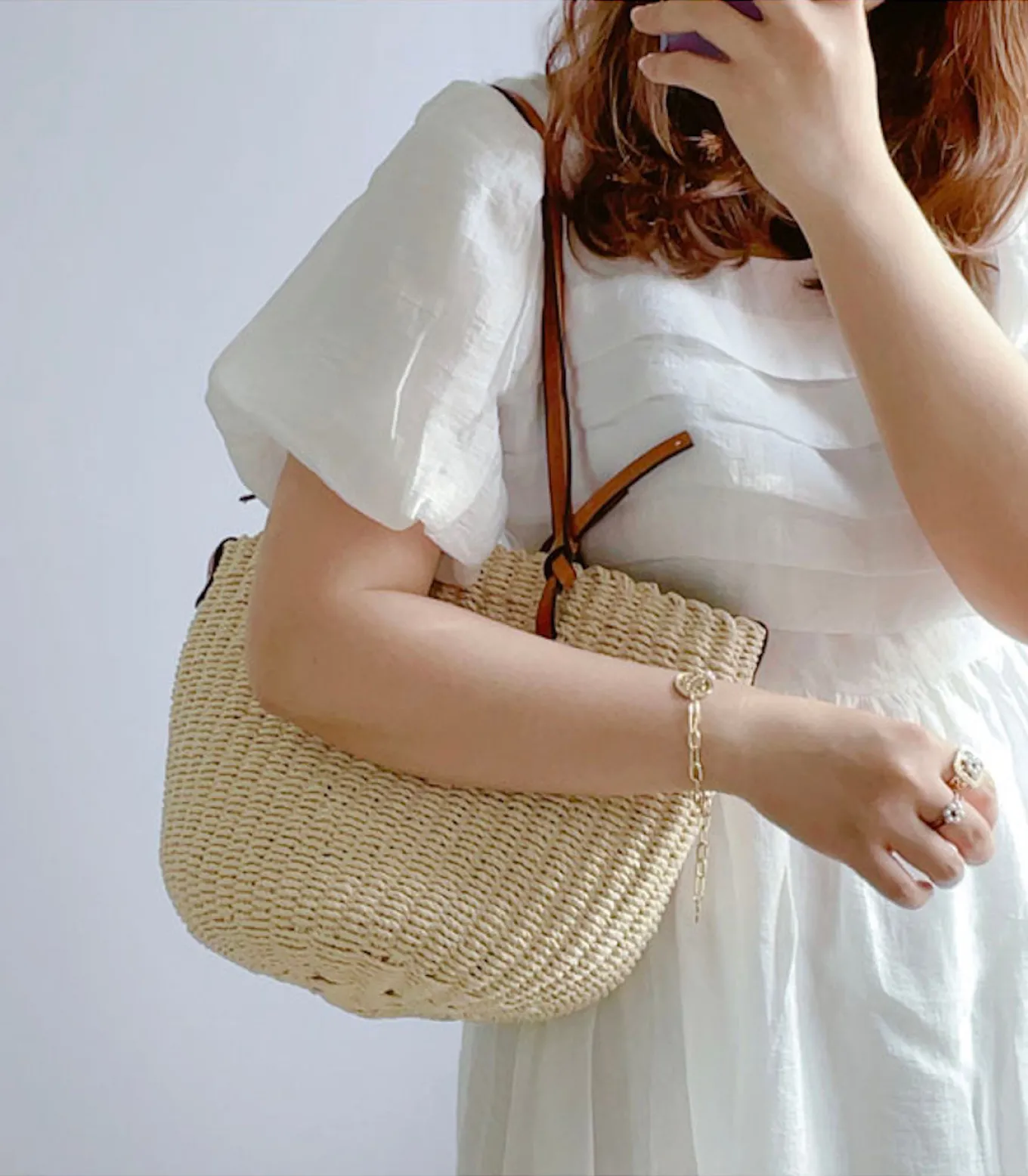 Elena Handbags Medium Summer Basket Tote