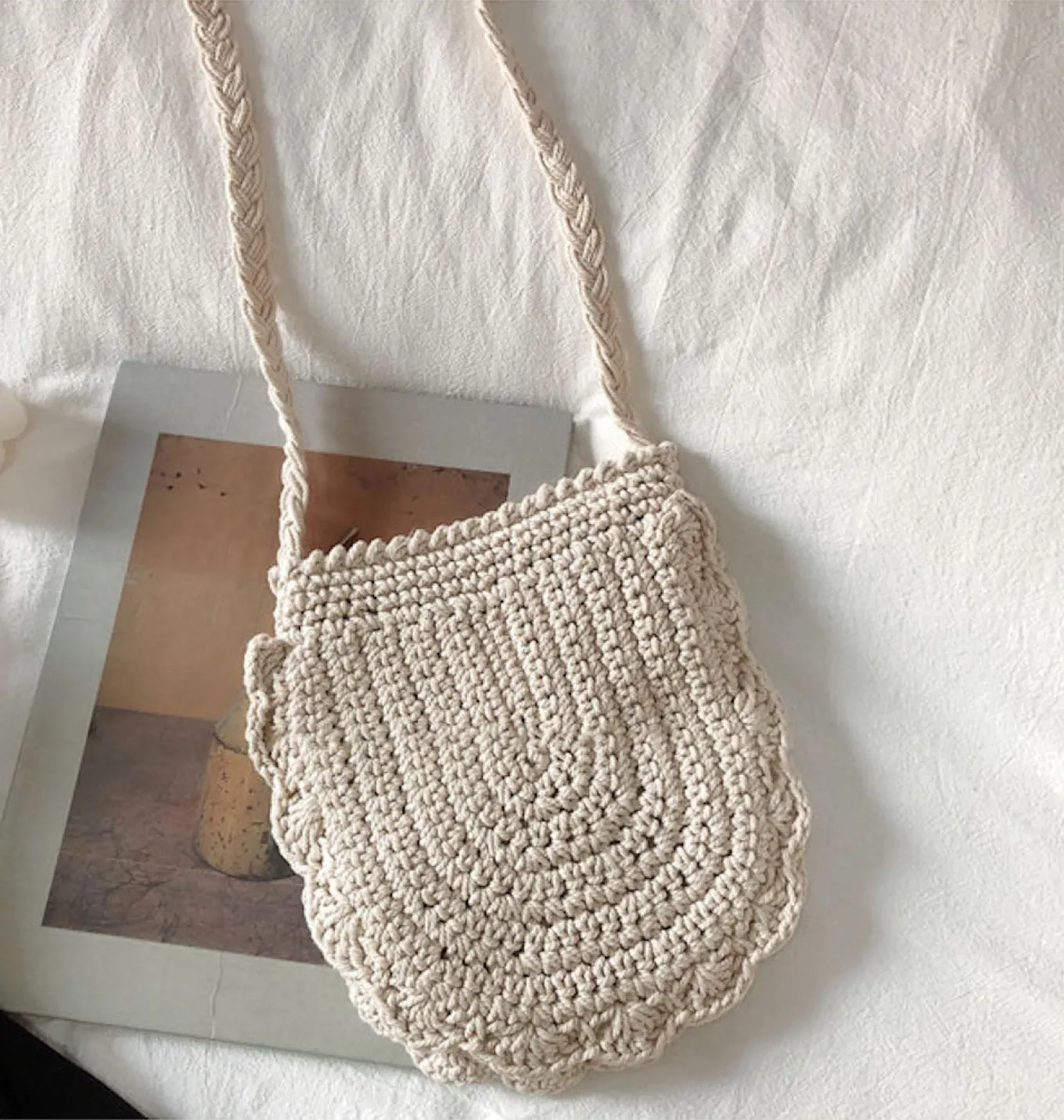 Elena Handbags Mini Cotton Knitted Shoulder Bag