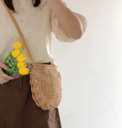 Elena Handbags Mini Cotton Knitted Shoulder Bag