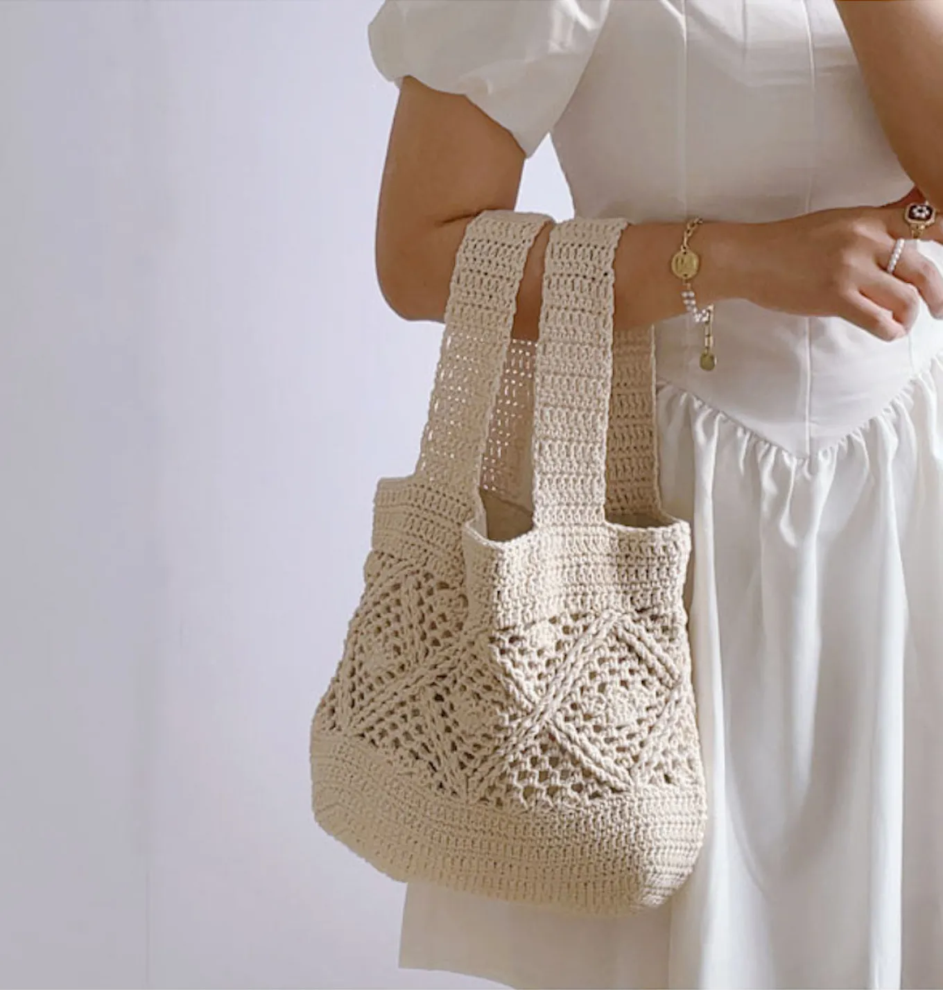 Elena Handbags Minimalistic Cotton Bucket Shoulder Bag