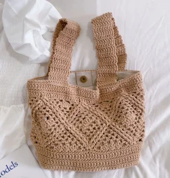 Elena Handbags Minimalistic Cotton Bucket Shoulder Bag