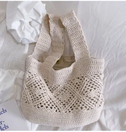 Elena Handbags Minimalistic Cotton Bucket Shoulder Bag