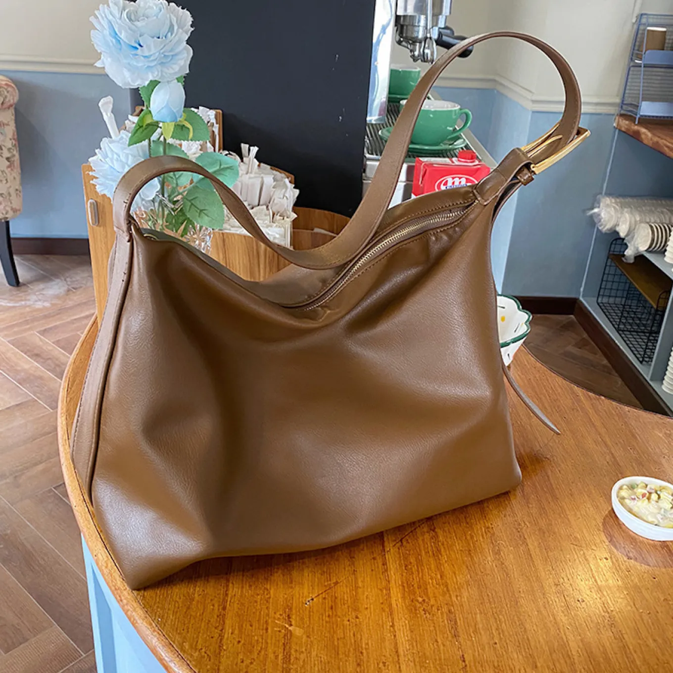 Elena Handbags Modern Leather Shoulder Bag