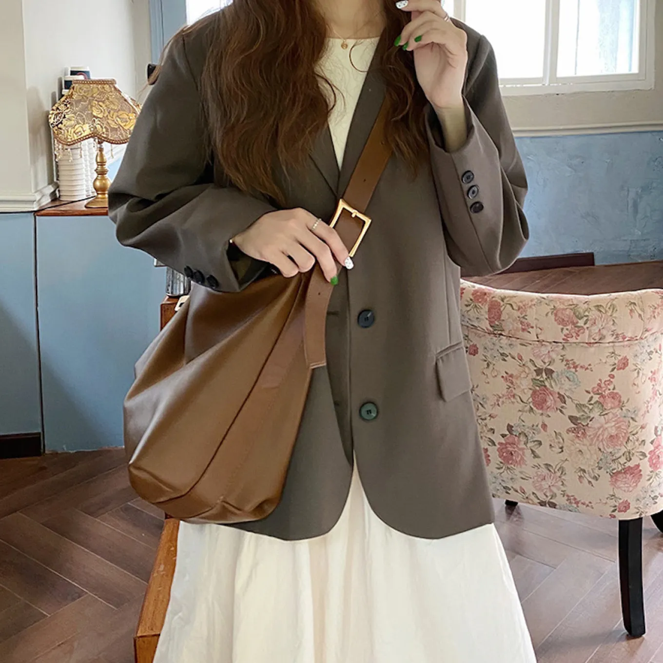 Elena Handbags Modern Leather Shoulder Bag