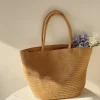 Elena Handbags Modern Style Straw Woven Tote Bag