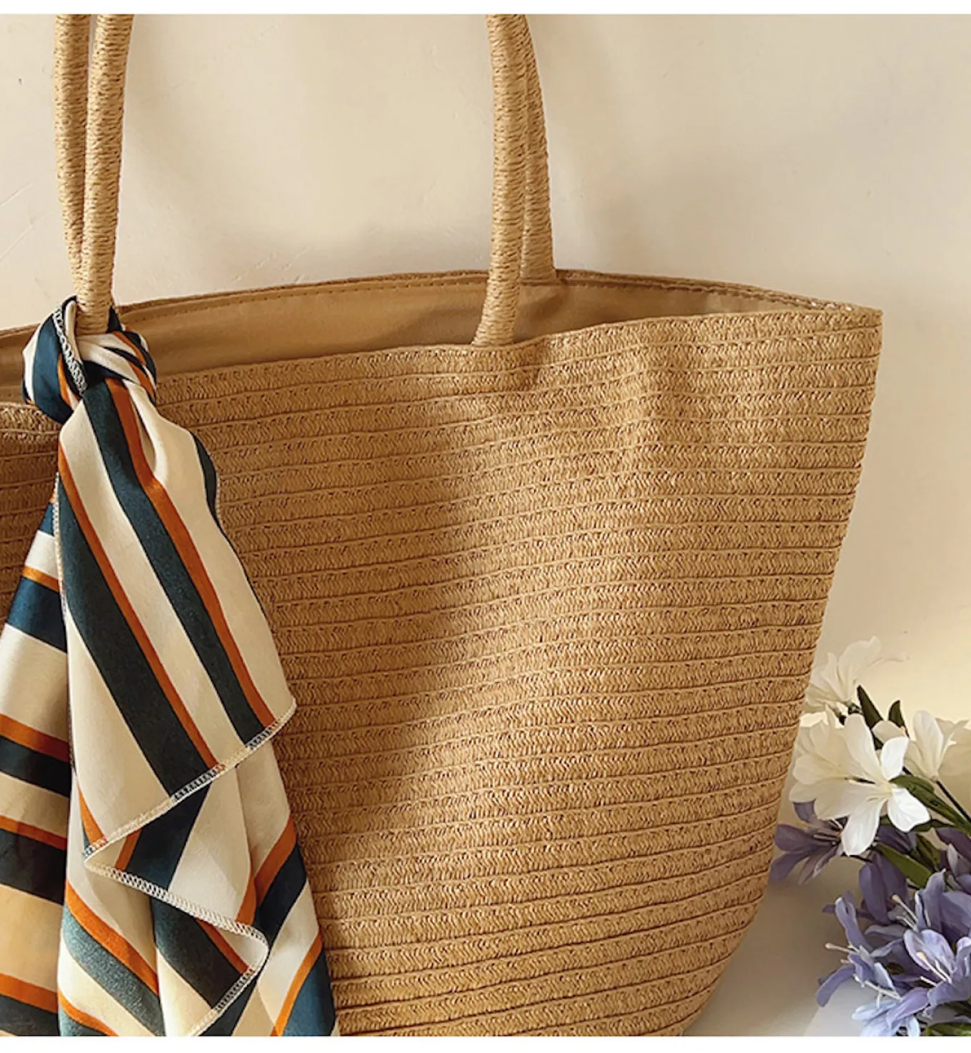 Elena Handbags Modern Style Straw Woven Tote Bag