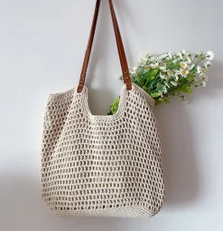 Elena Handbags Oversized Cotton Knitted Shoulder Bag