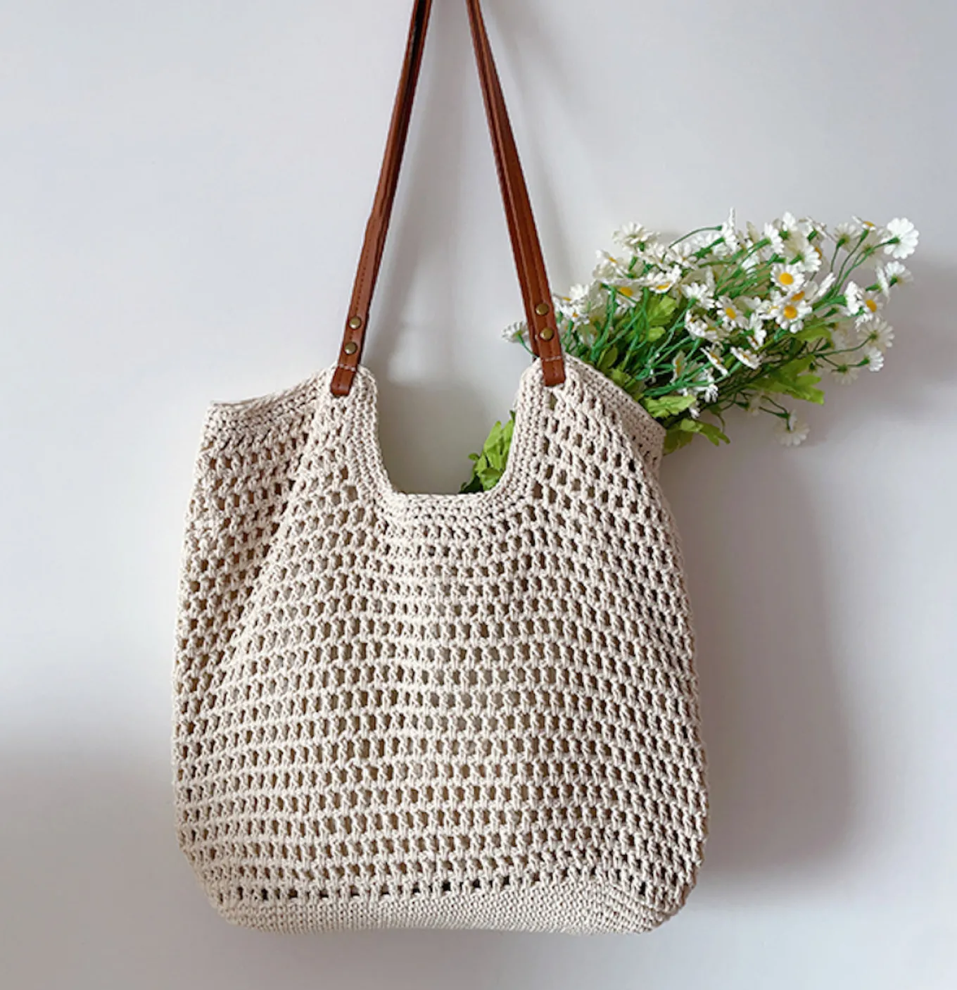 Elena Handbags Oversized Cotton Knitted Shoulder Bag