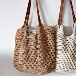 Elena Handbags Oversized Cotton Knitted Shoulder Bag