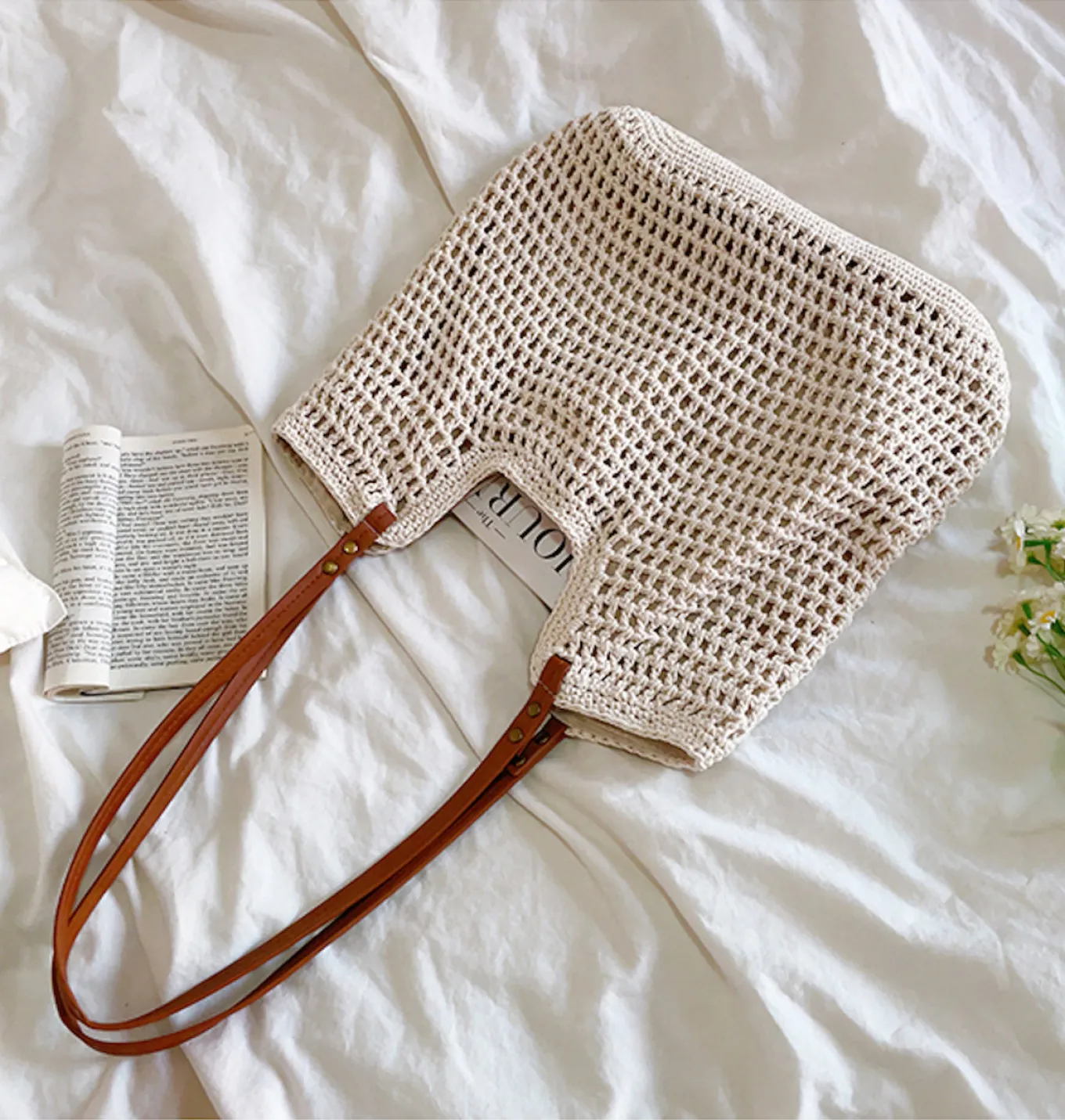 Elena Handbags Oversized Cotton Knitted Shoulder Bag