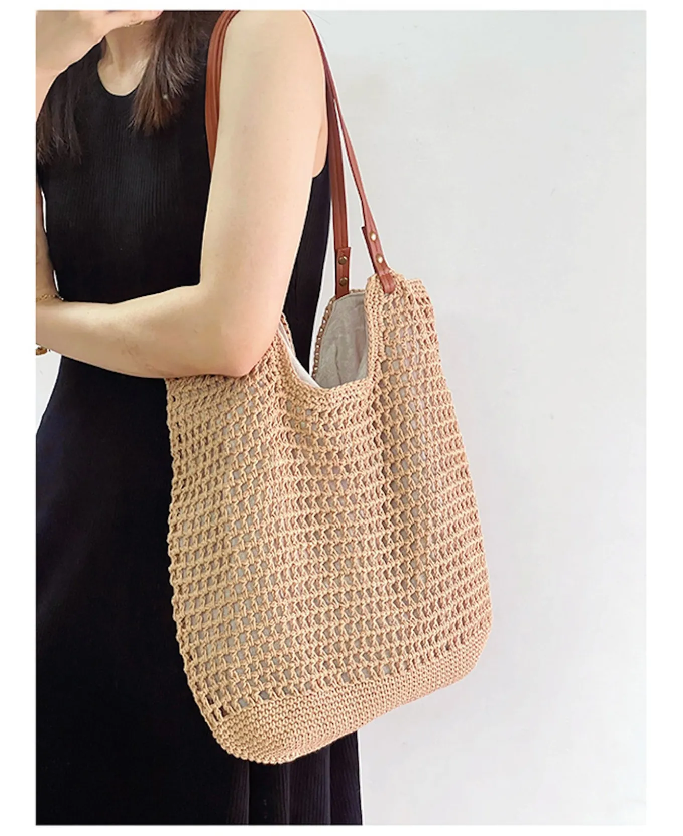 Elena Handbags Oversized Cotton Knitted Shoulder Bag